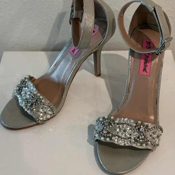 Betsey Johnson Silver Embellished Heels - Picture 2 of 2
